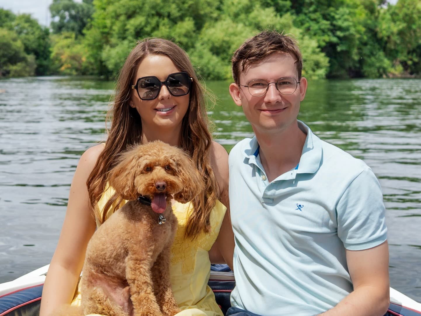 Chloe and Joe on a boat