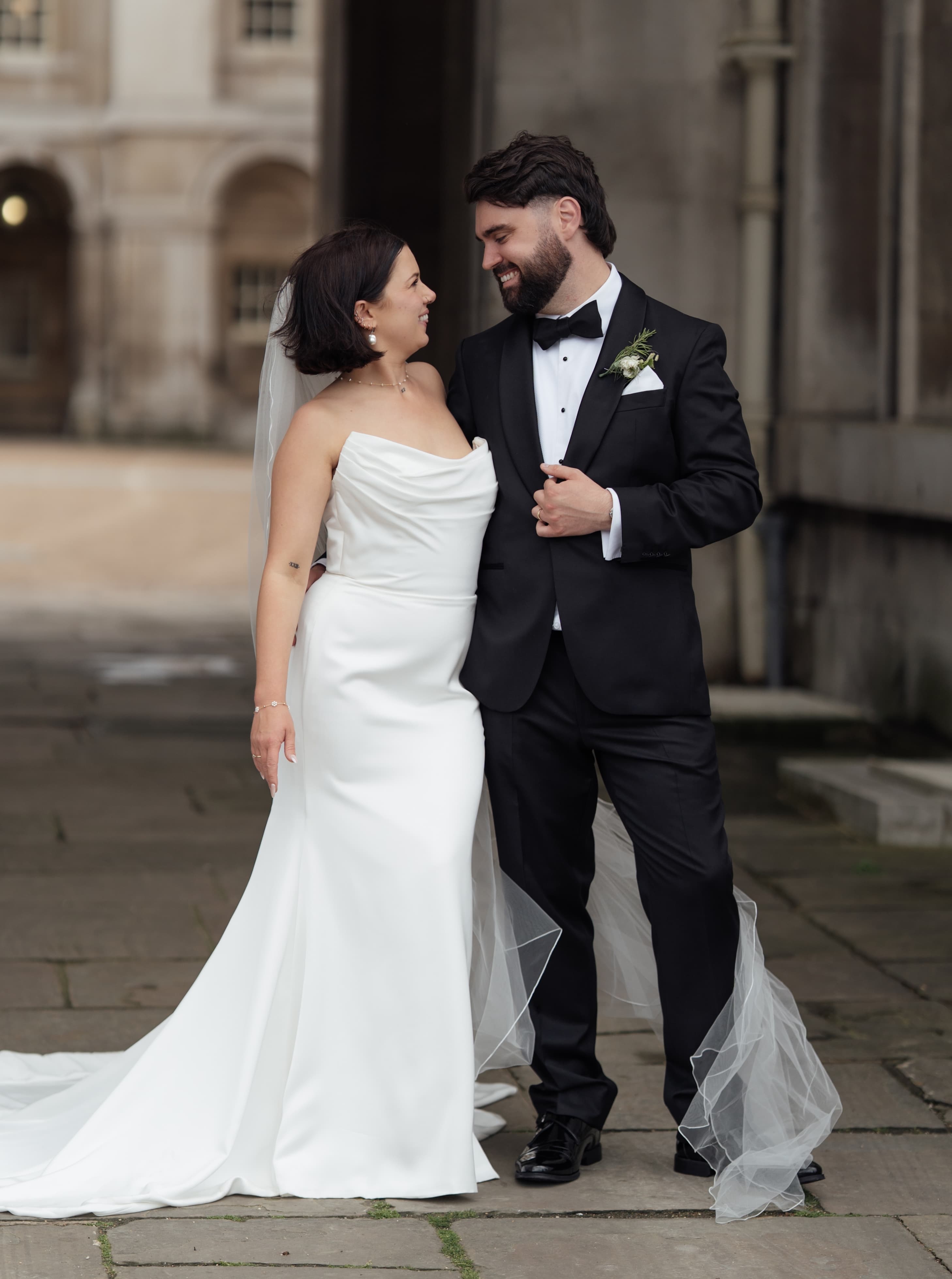 Romantic couple portrait during wedding photography session in London
