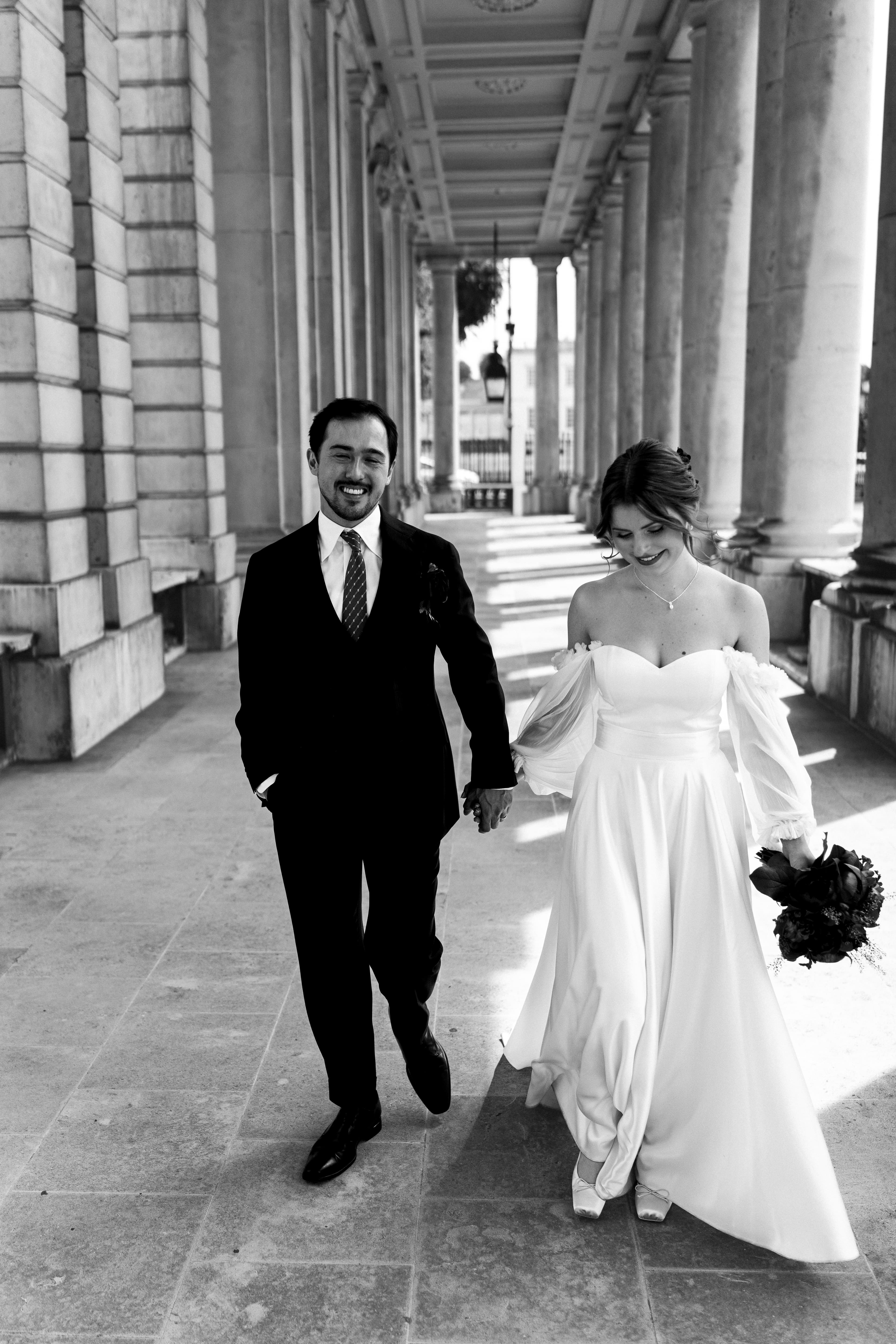 Queens House Wedding Portrait in Black and White